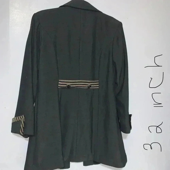 Women's Dig Wah Korean Style Casual Striped sleeves wool Blazer button up XL - Picture 2 of 11